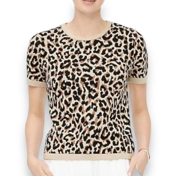 J. Crew Knit Leopard Print Sweater Top Sz XS - Picture 1 of 12